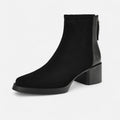 Women's Suede Ankle Boots with Square Toe and Mid Heel – Casual, Office