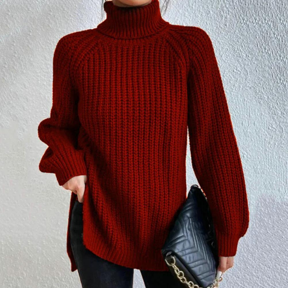 Women's Turtleneck Sweater - Cozy Knit, Casual Style – Everyday Wear, Office