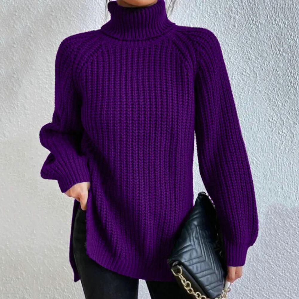 Women's Turtleneck Sweater - Cozy Knit, Casual Style – Everyday Wear, Office