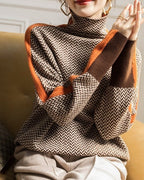 Women's Turtleneck Sweater Geometric Pattern – Casual Wear, Office Style