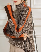 Women's Turtleneck Sweater Geometric Pattern – Casual Wear, Office Style