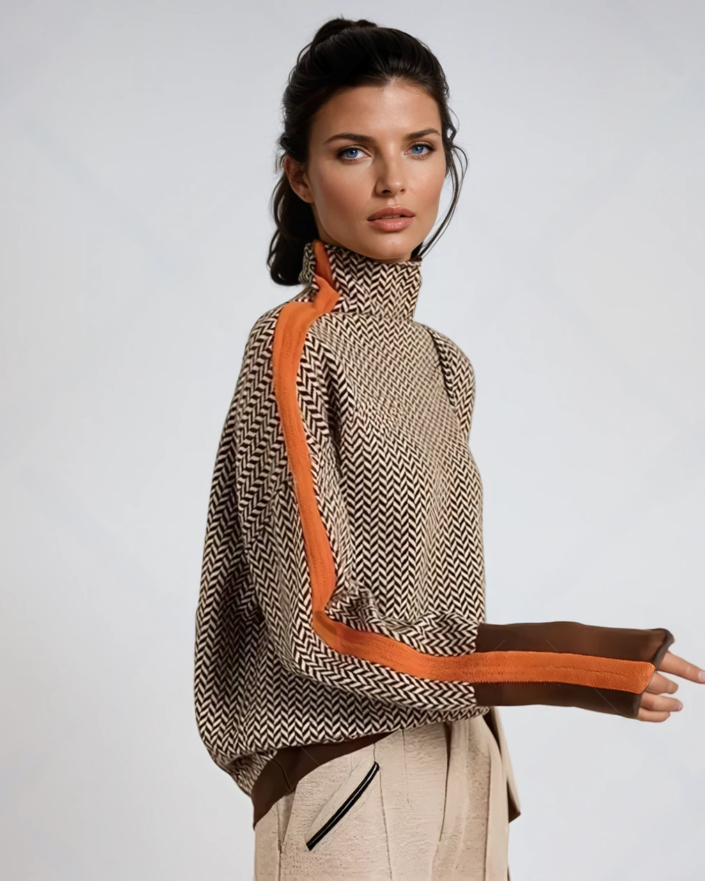 Women's Turtleneck Sweater Geometric Pattern – Casual Wear, Office Style
