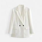 Women's Vintage Double-Breasted Blazer – Office, Casual
