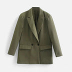 Women's Vintage Double-Breasted Blazer – Office, Casual