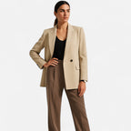 Women's Vintage Double-Breasted Blazer – Office, Casual