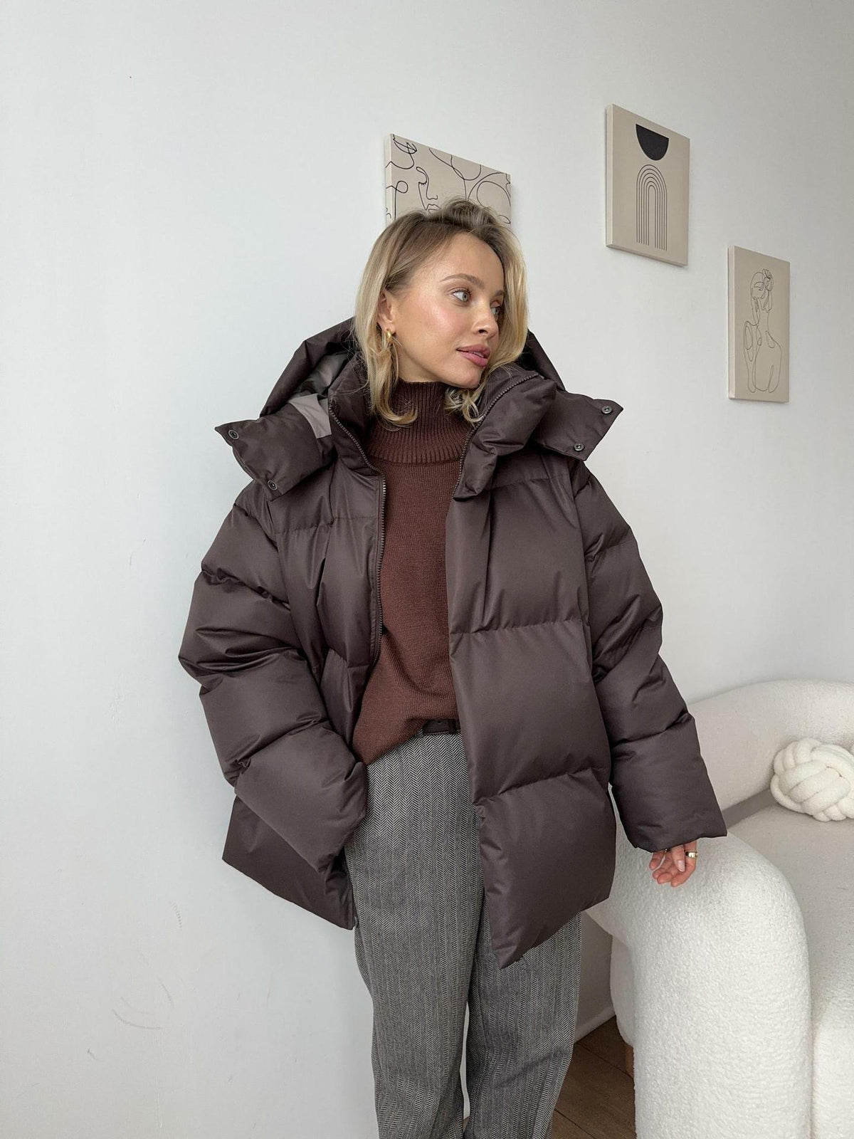 Women's Warm Puffer Jacket with Thermal Lining – Casual, Winter Wear