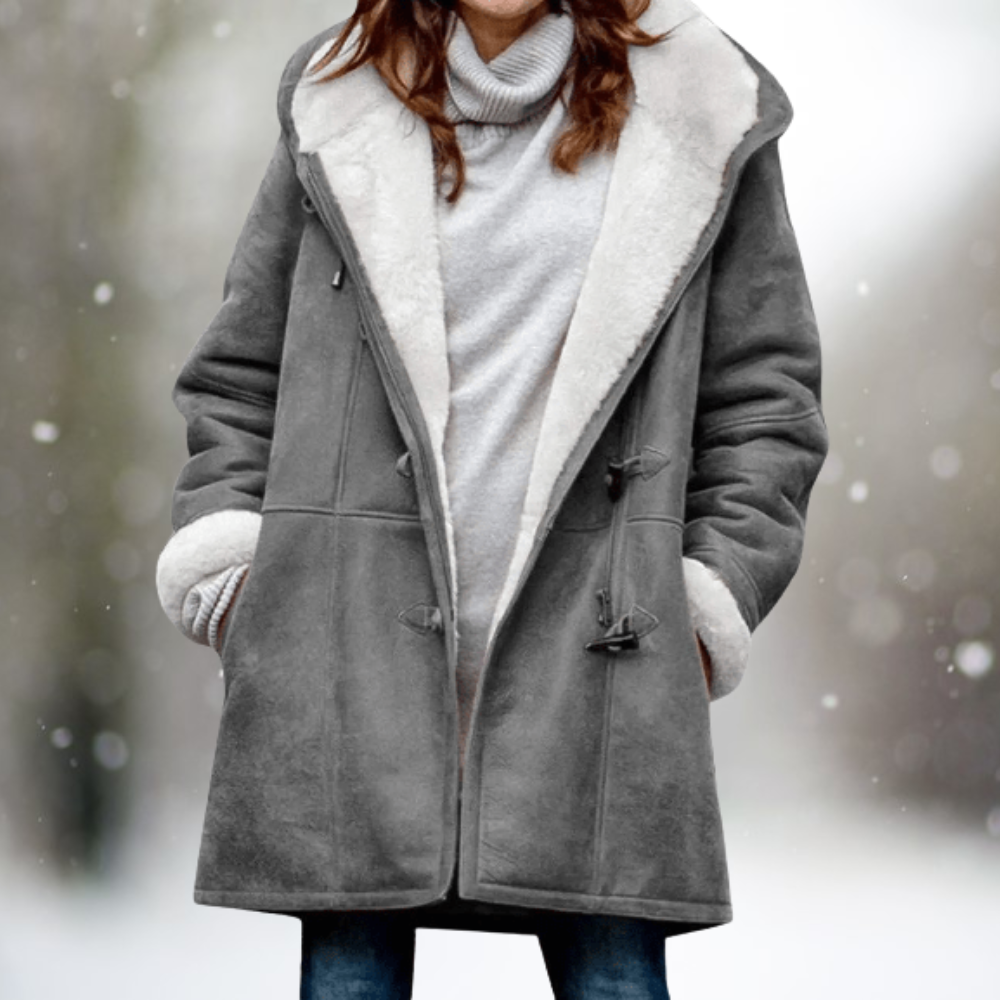 Women's Winter Coat with Contrasting Inner Lining – Casual, Everyday Wear