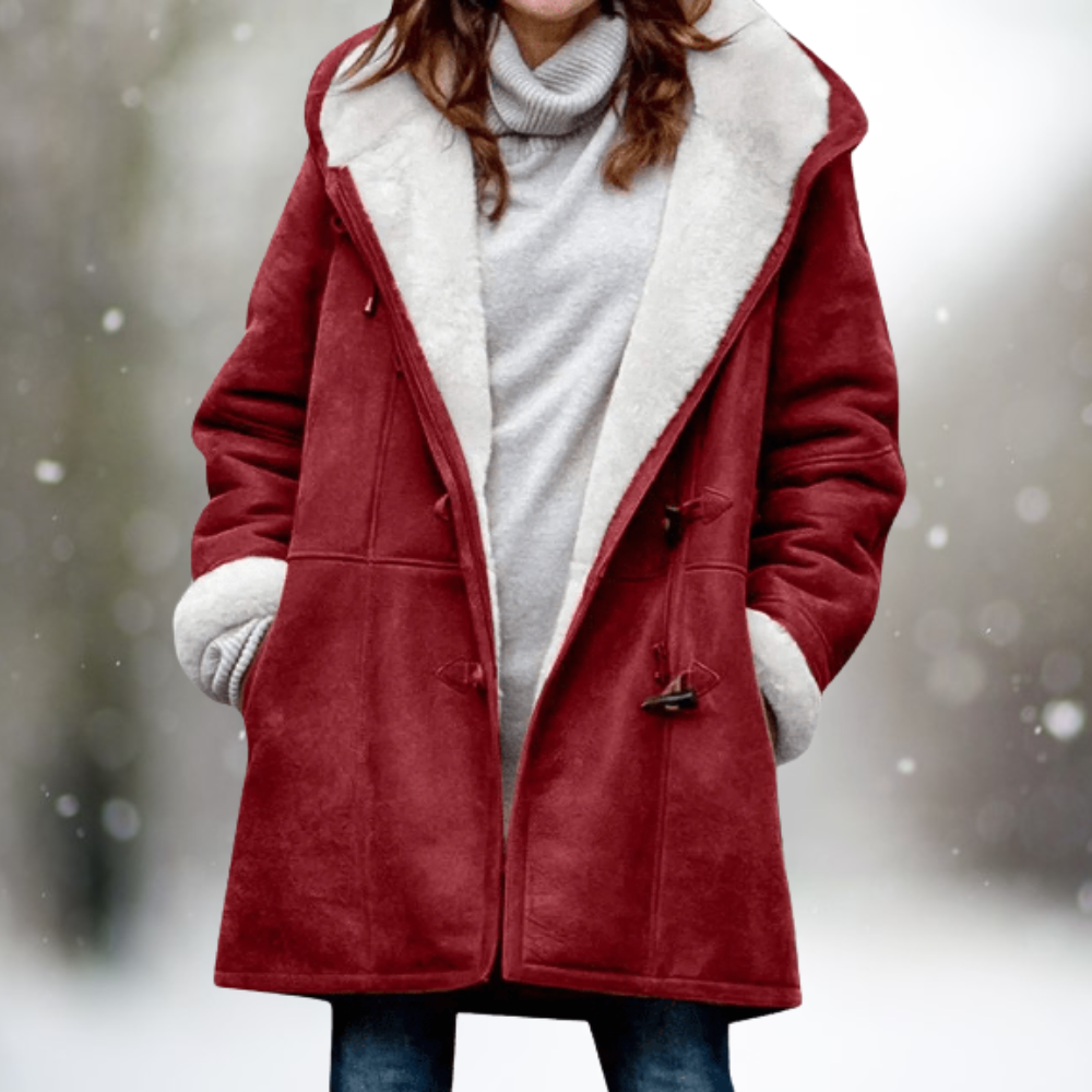 Women's Winter Coat with Contrasting Inner Lining – Casual, Everyday Wear