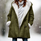 Women's Winter Coat with Contrasting Inner Lining – Casual, Everyday Wear