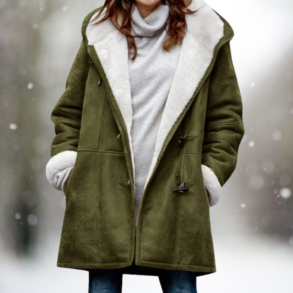 Women's Winter Coat with Contrasting Inner Lining – Casual, Everyday Wear
