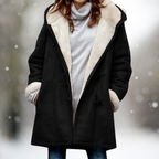Women's Winter Coat with Contrasting Inner Lining – Casual, Everyday Wear