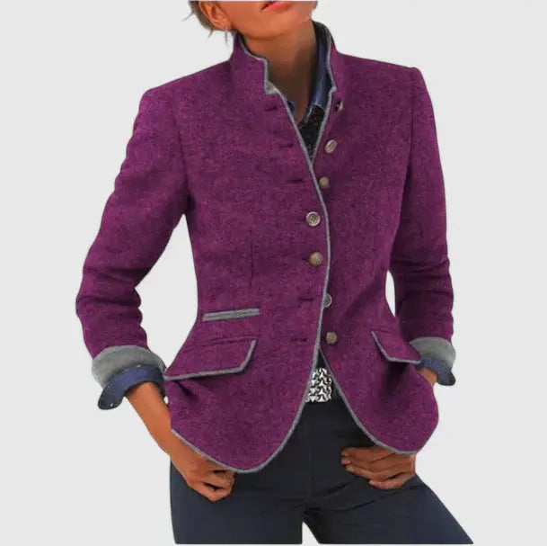 Wool Blend Blazer – Office, Casual