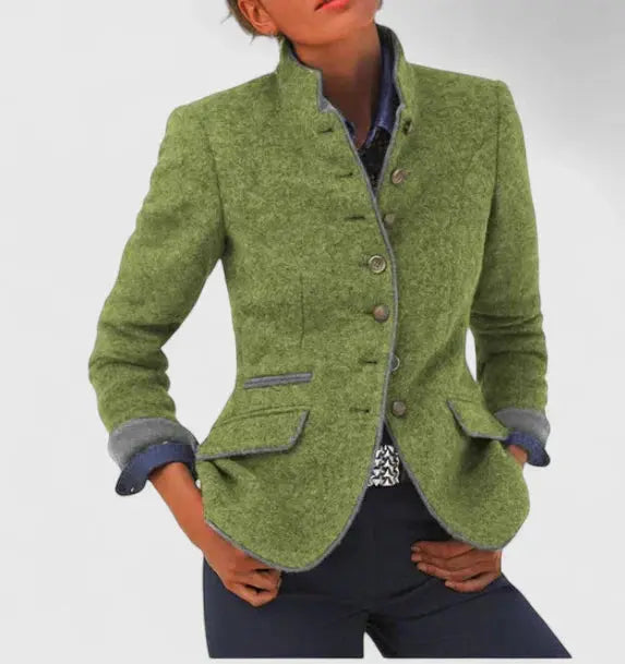 Wool Blend Blazer – Office, Casual