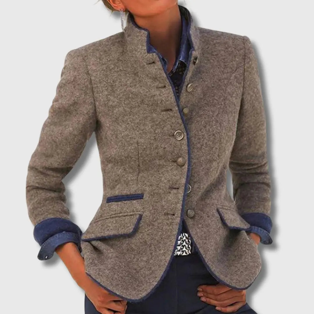 Wool Blend Blazer – Office, Casual