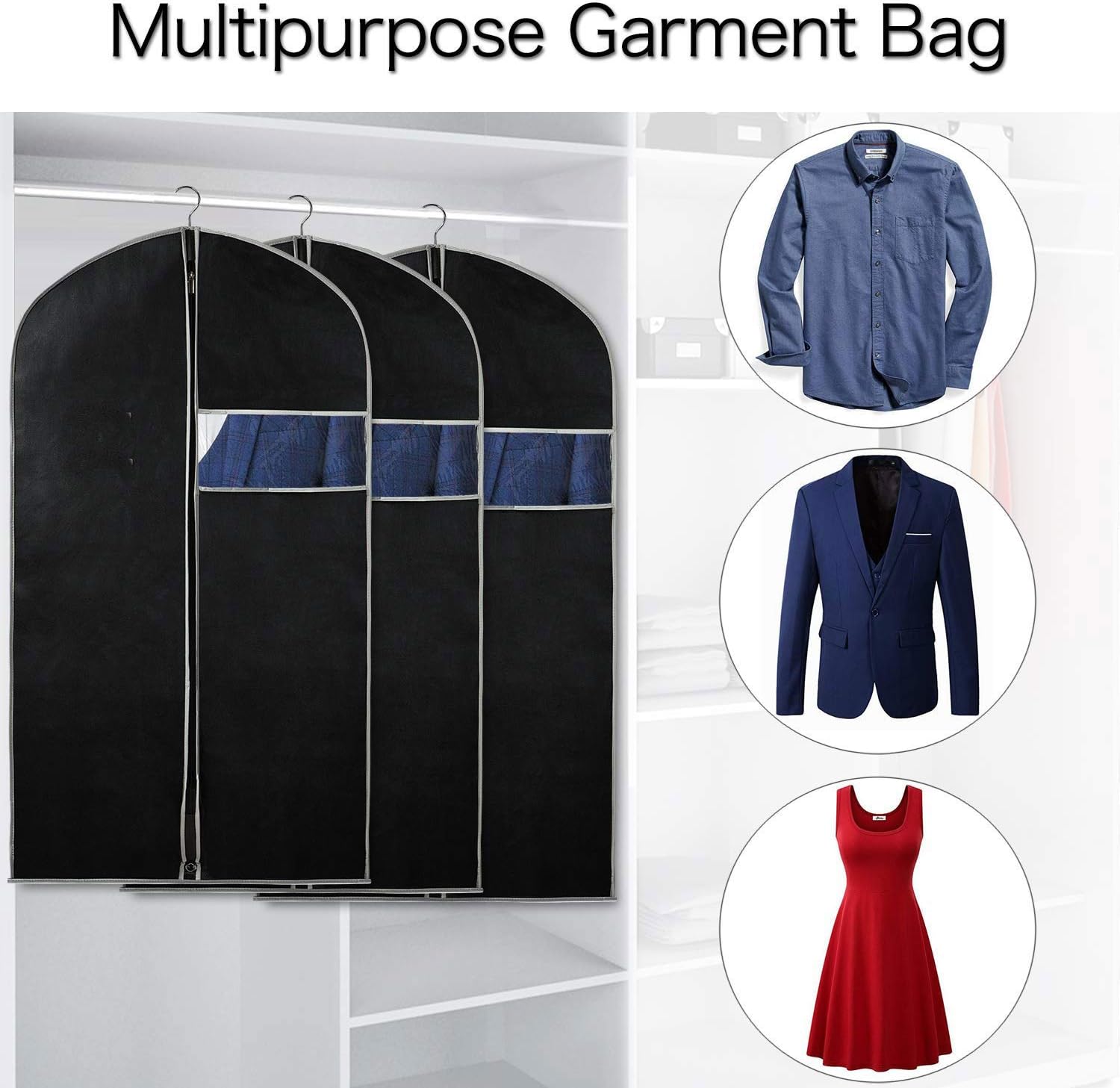 Breathable Garment Cover Set – 10-Pack Clothing Storage Covers for Organizing, Protecting