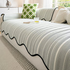 Herringbone Sofa Cover with Scallop Edge – Living Room, Home Decor