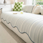Herringbone Sofa Cover with Scallop Edge – Living Room, Home Decor