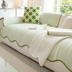 Herringbone Sofa Cover with Scallop Edge – Living Room, Home Decor