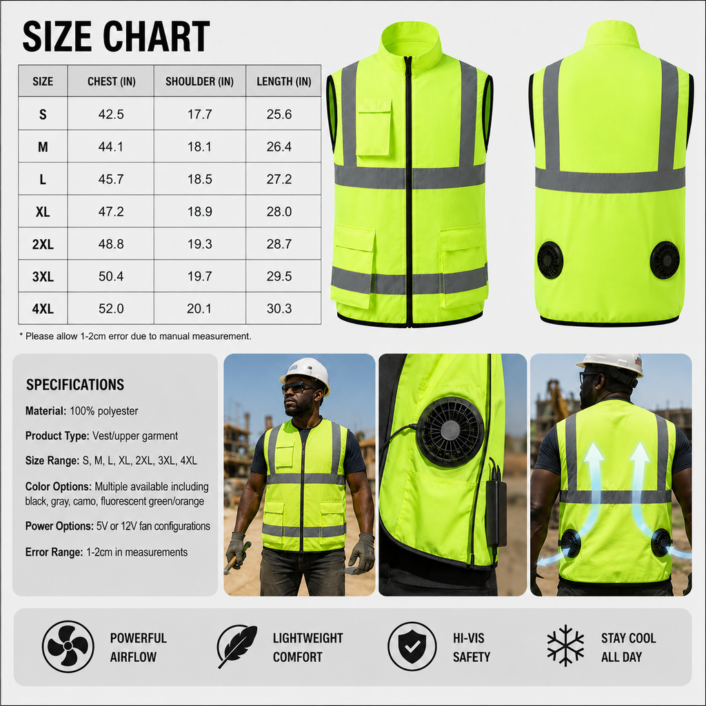 Sevaros AirFlow Vest™ Cooling Vest – Rechargeable Fan Powered, Ideal for Outdoor Work, Travel