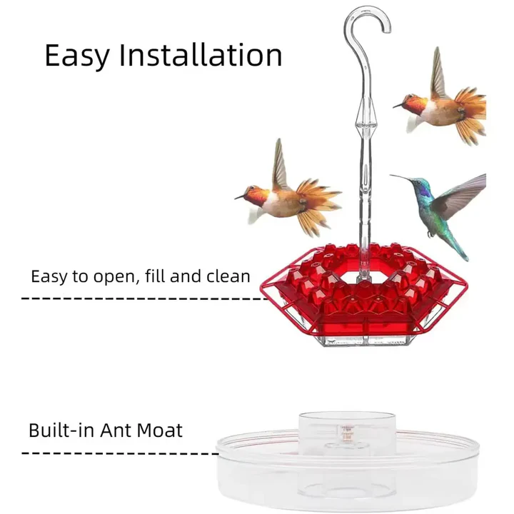 Ant Proof Hummingbird Feeder with Hanging Perch – Outdoor Garden, Patio
