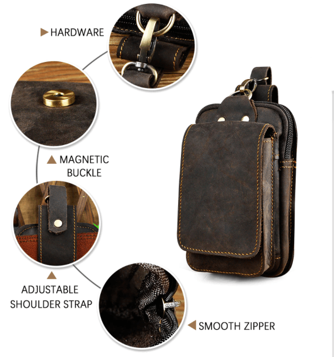 Genuine Leather Men's Waist Pack – Travel, Everyday Use