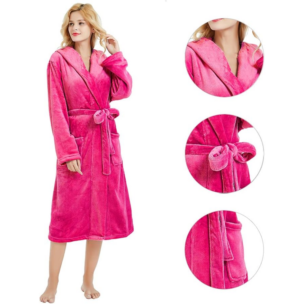 Ladies Fleece Bathrobe with Hood – Cozy Comfort, Relaxation