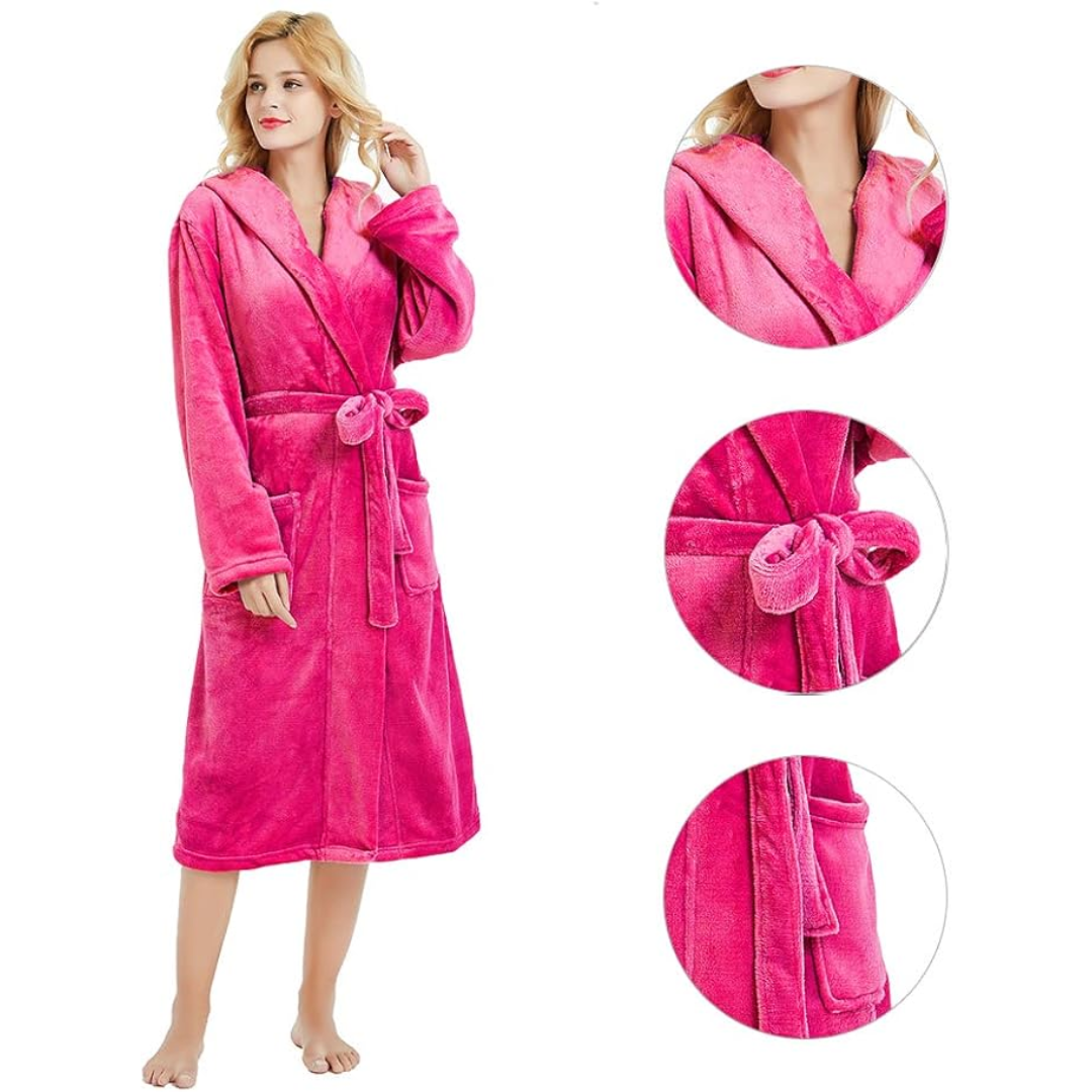 Ladies Fleece Bathrobe with Hood – Cozy Comfort, Relaxation