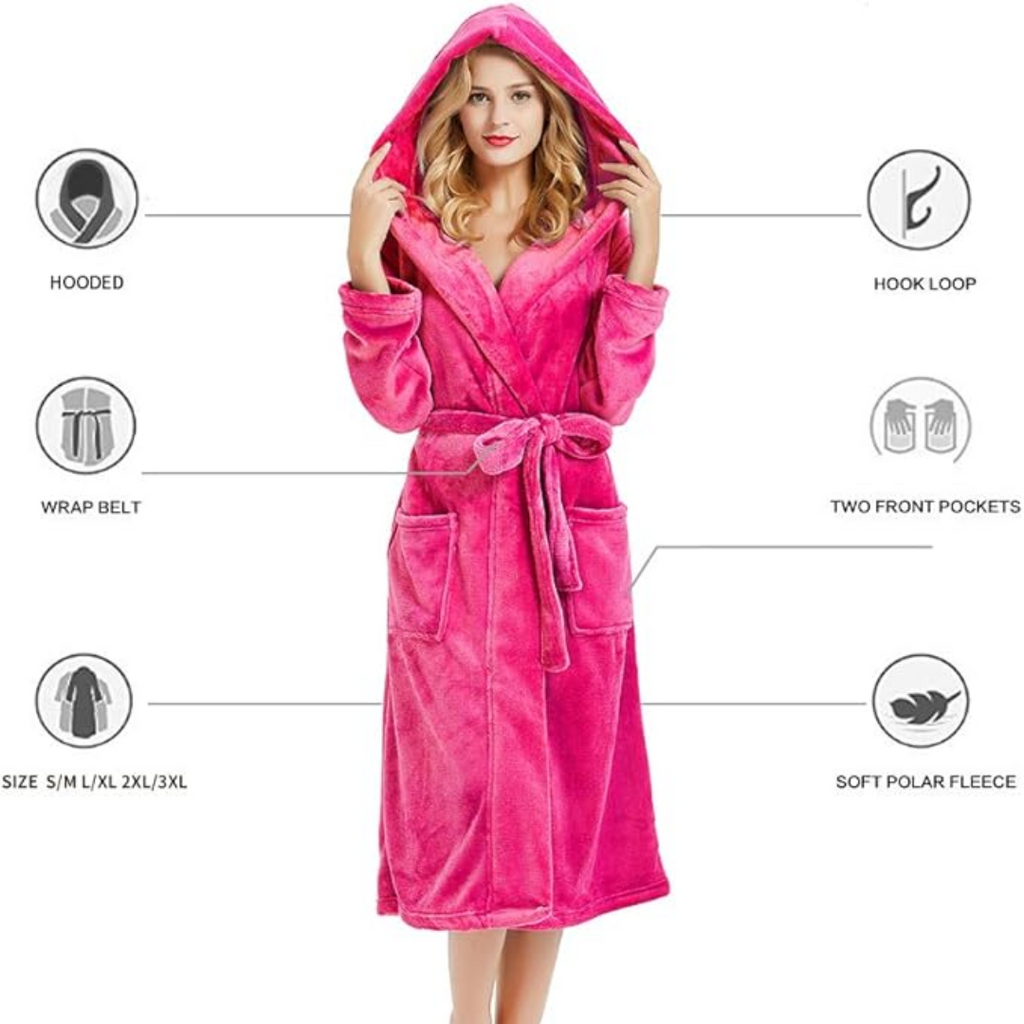 Ladies Fleece Bathrobe with Hood – Cozy Comfort, Relaxation