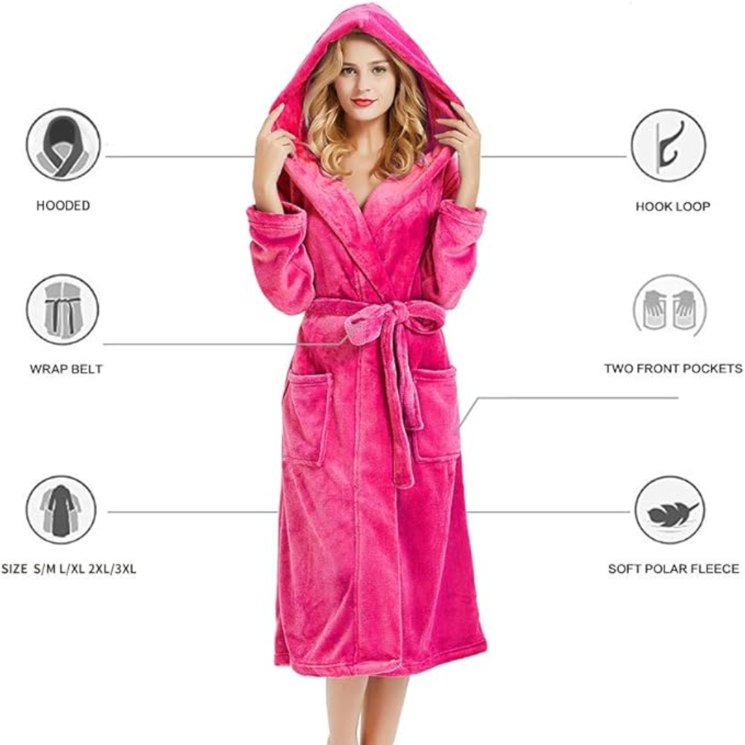 Ladies Fleece Bathrobe with Hood – Cozy Comfort, Relaxation