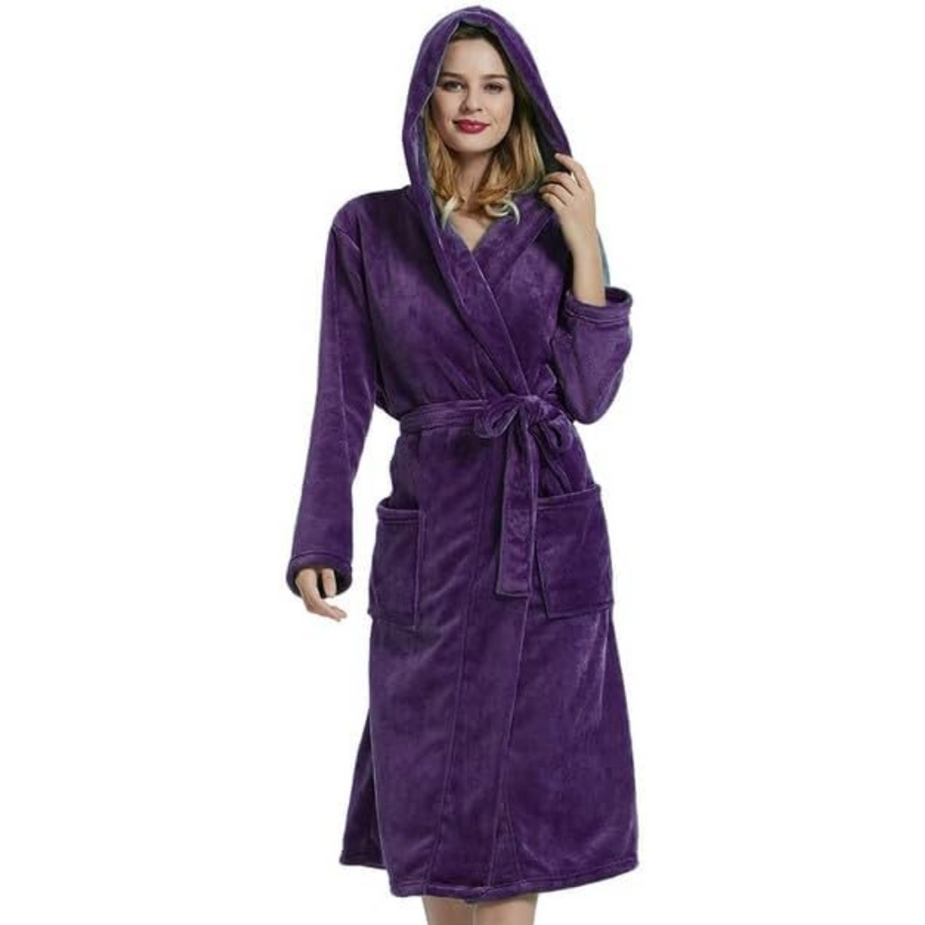 Ladies Fleece Bathrobe with Hood – Cozy Comfort, Relaxation