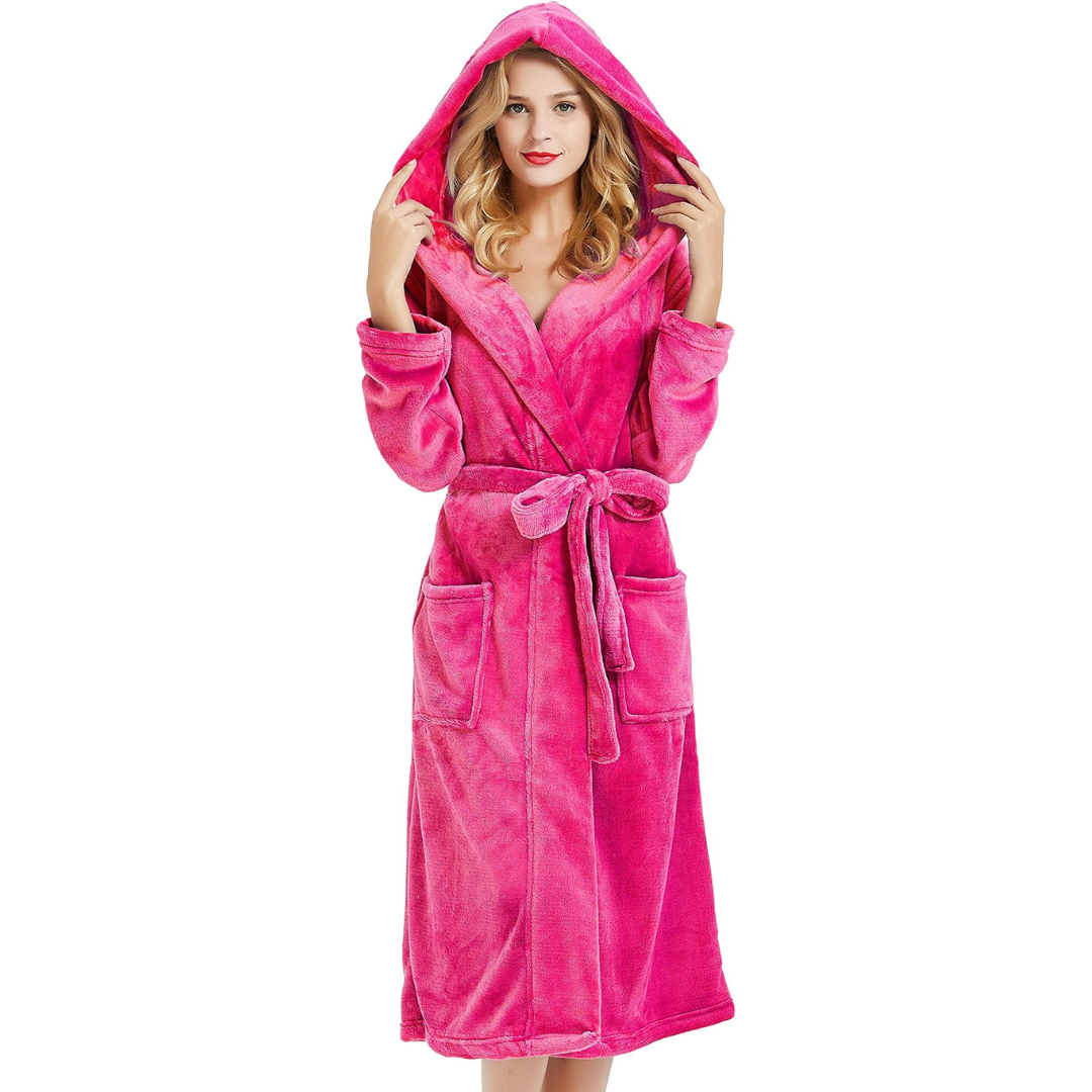 Ladies Fleece Bathrobe with Hood – Cozy Comfort, Relaxation
