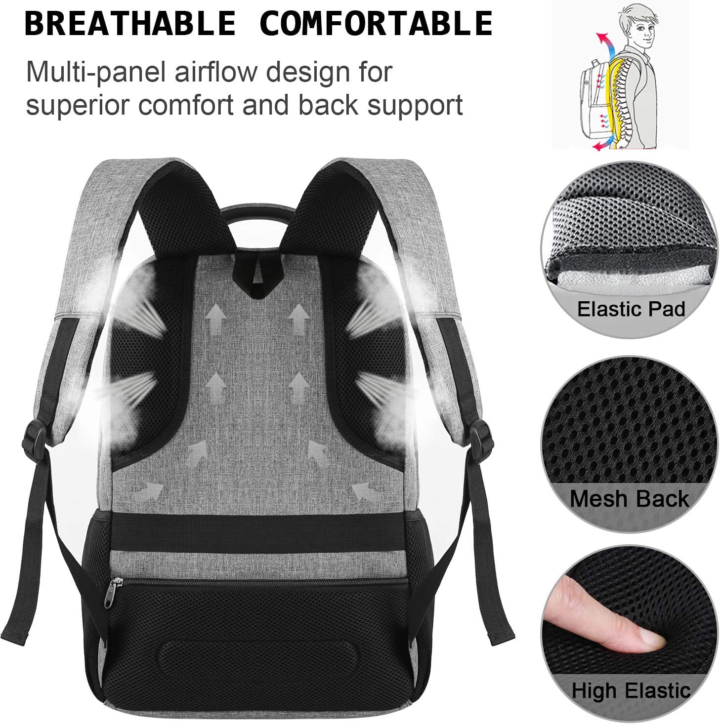 Slim Anti-Theft Laptop Backpack with USB Charging Port – Travel, Home Office
