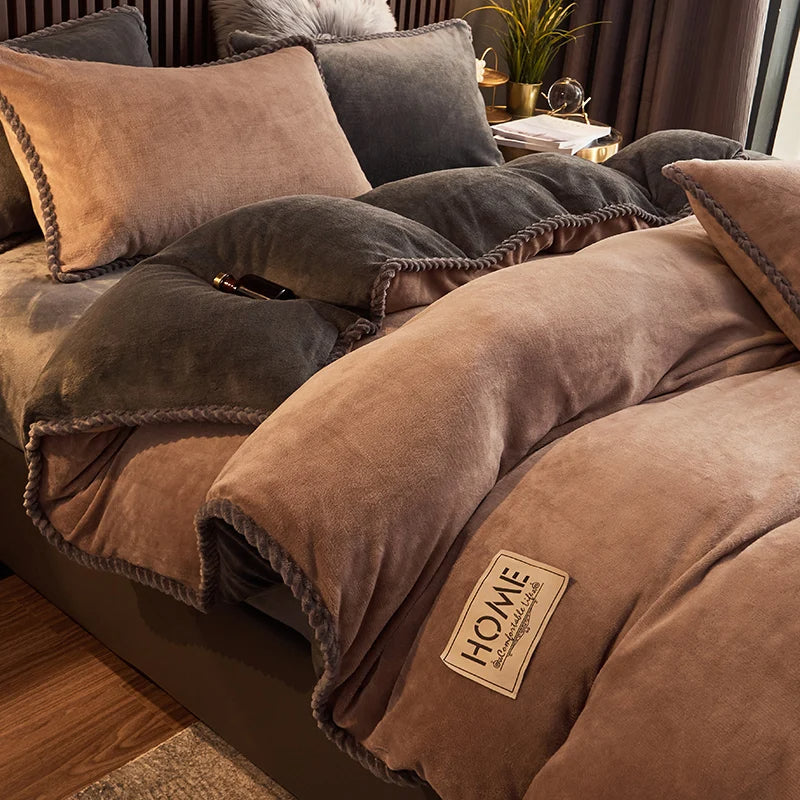 Luxurious Velvet Fleece Duvet Cover Set – Cozy Bedroom, Home Decor