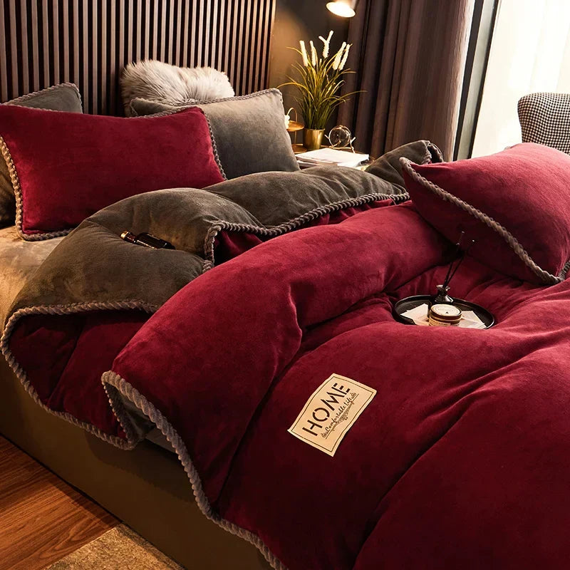Luxurious Velvet Fleece Duvet Cover Set – Cozy Bedroom, Home Decor