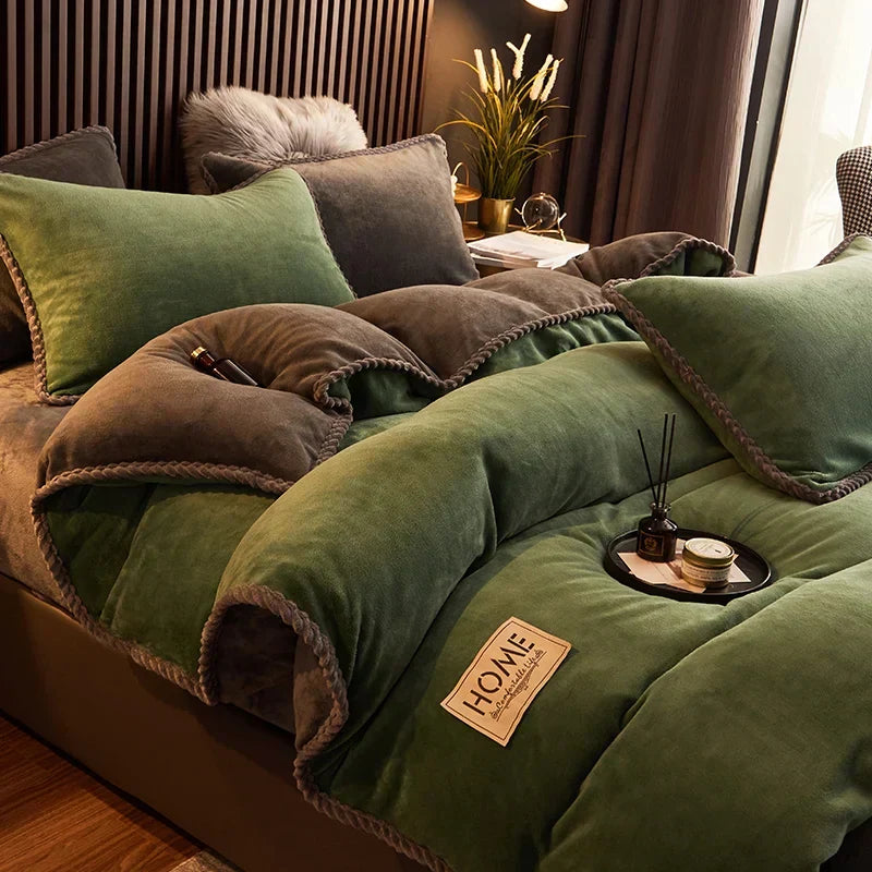 Luxurious Velvet Fleece Duvet Cover Set – Cozy Bedroom, Home Decor