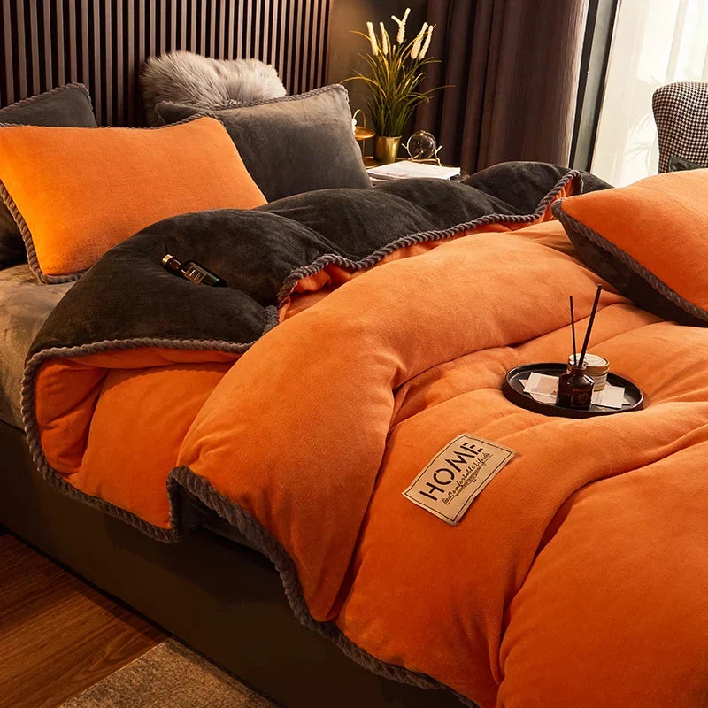Luxurious Velvet Fleece Duvet Cover Set – Cozy Bedroom, Home Decor