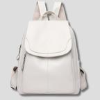 Anti-Theft Leather Backpack with Embossed Detail – Travel, Daily Use