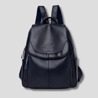 Anti-Theft Leather Backpack with Embossed Detail – Travel, Daily Use