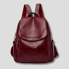 Anti-Theft Leather Backpack with Embossed Detail – Travel, Daily Use
