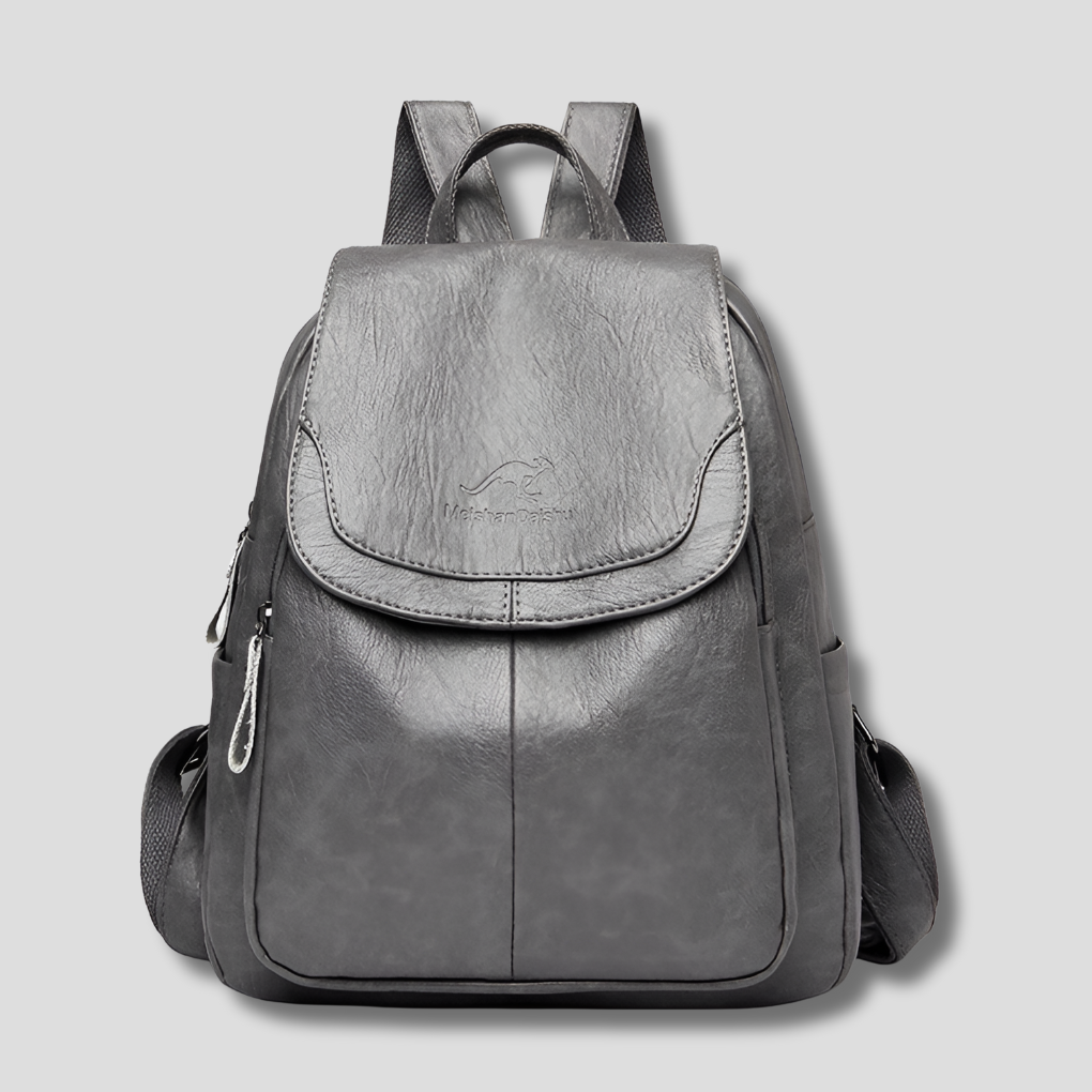 Anti-Theft Leather Backpack with Embossed Detail – Travel, Daily Use
