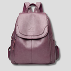 Anti-Theft Leather Backpack with Embossed Detail – Travel, Daily Use
