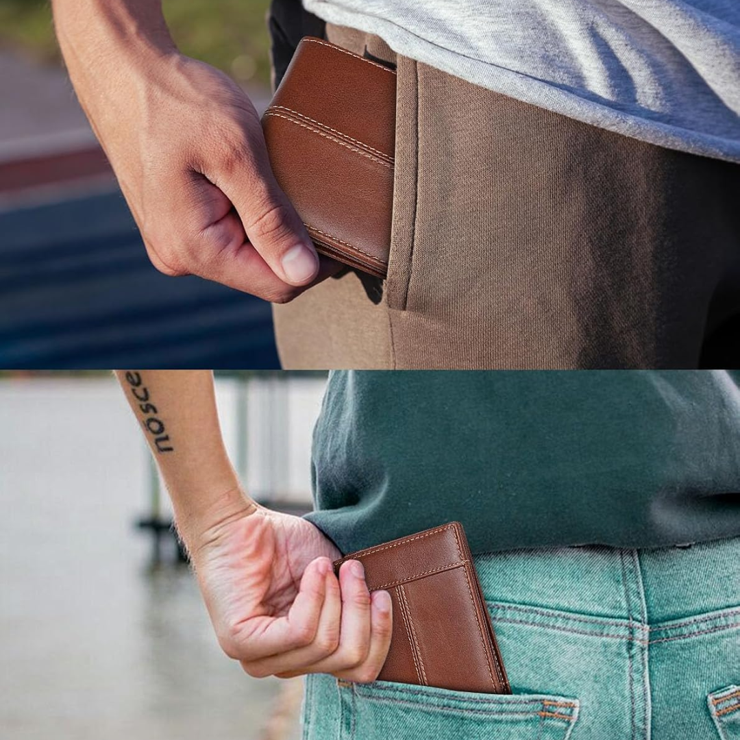 RFID-Blocking Leather Bifold Wallet for Men – Travel, Everyday Use