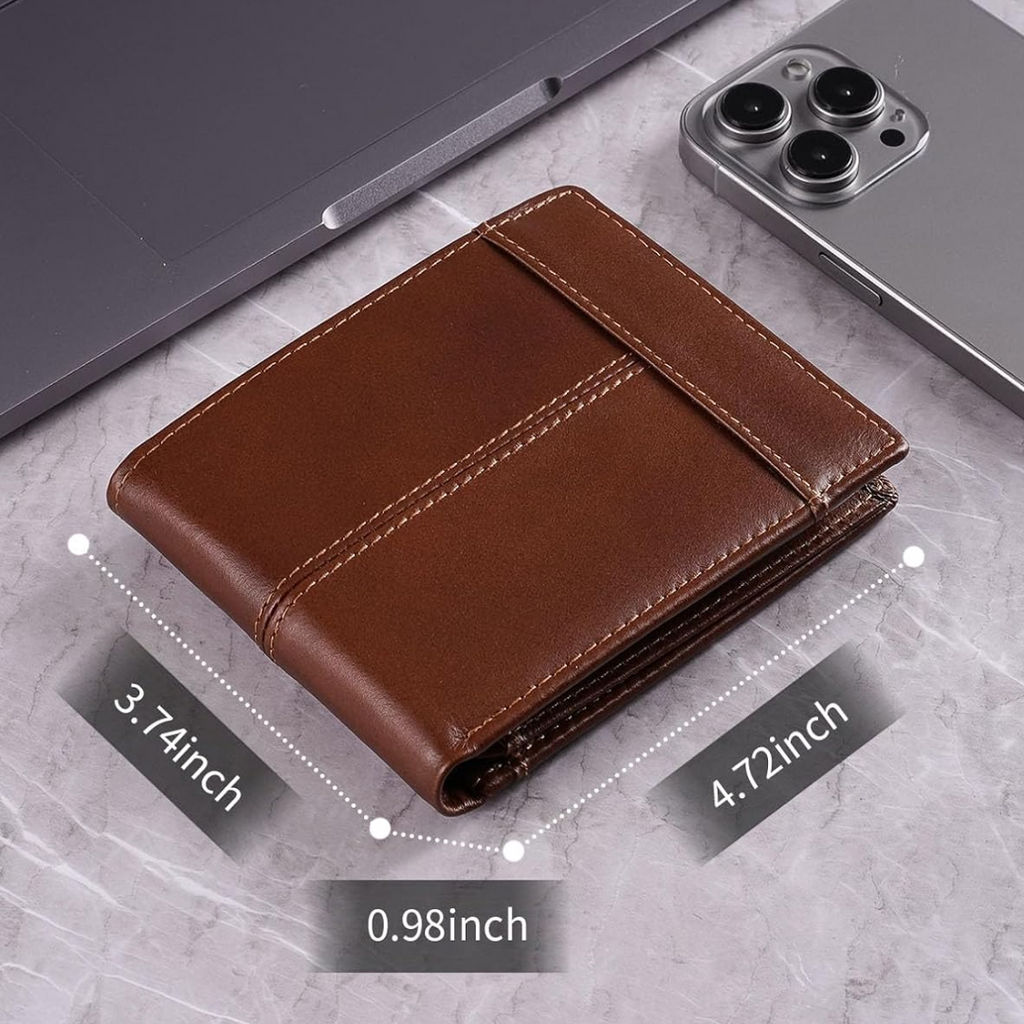 RFID-Blocking Leather Bifold Wallet for Men – Travel, Everyday Use