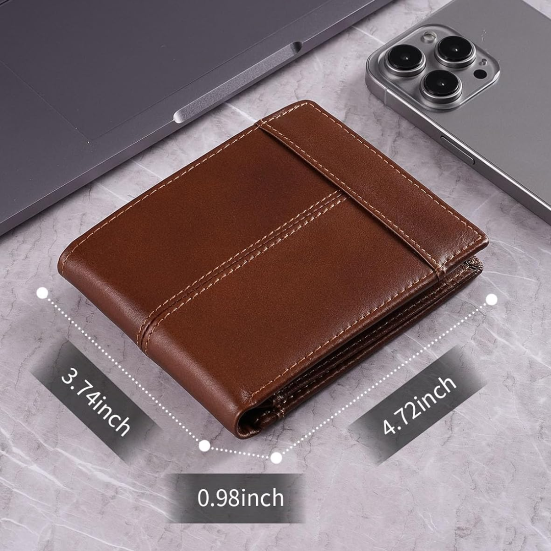 RFID-Blocking Leather Bifold Wallet for Men – Travel, Everyday Use