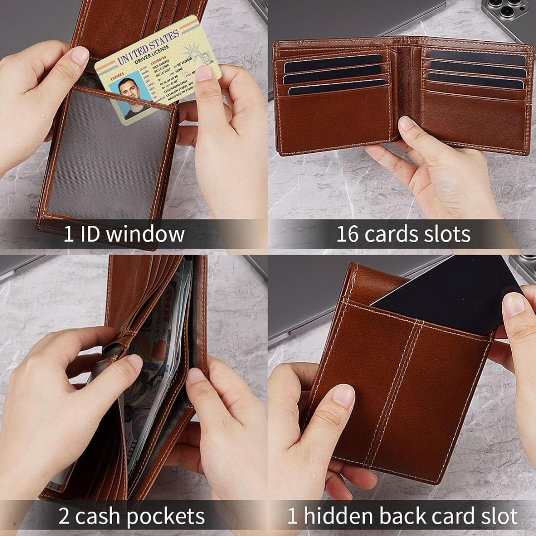 RFID-Blocking Leather Bifold Wallet for Men – Travel, Everyday Use