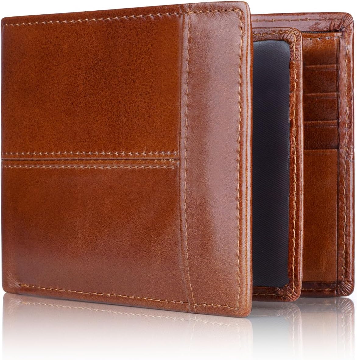 RFID-Blocking Leather Bifold Wallet for Men – Travel, Everyday Use