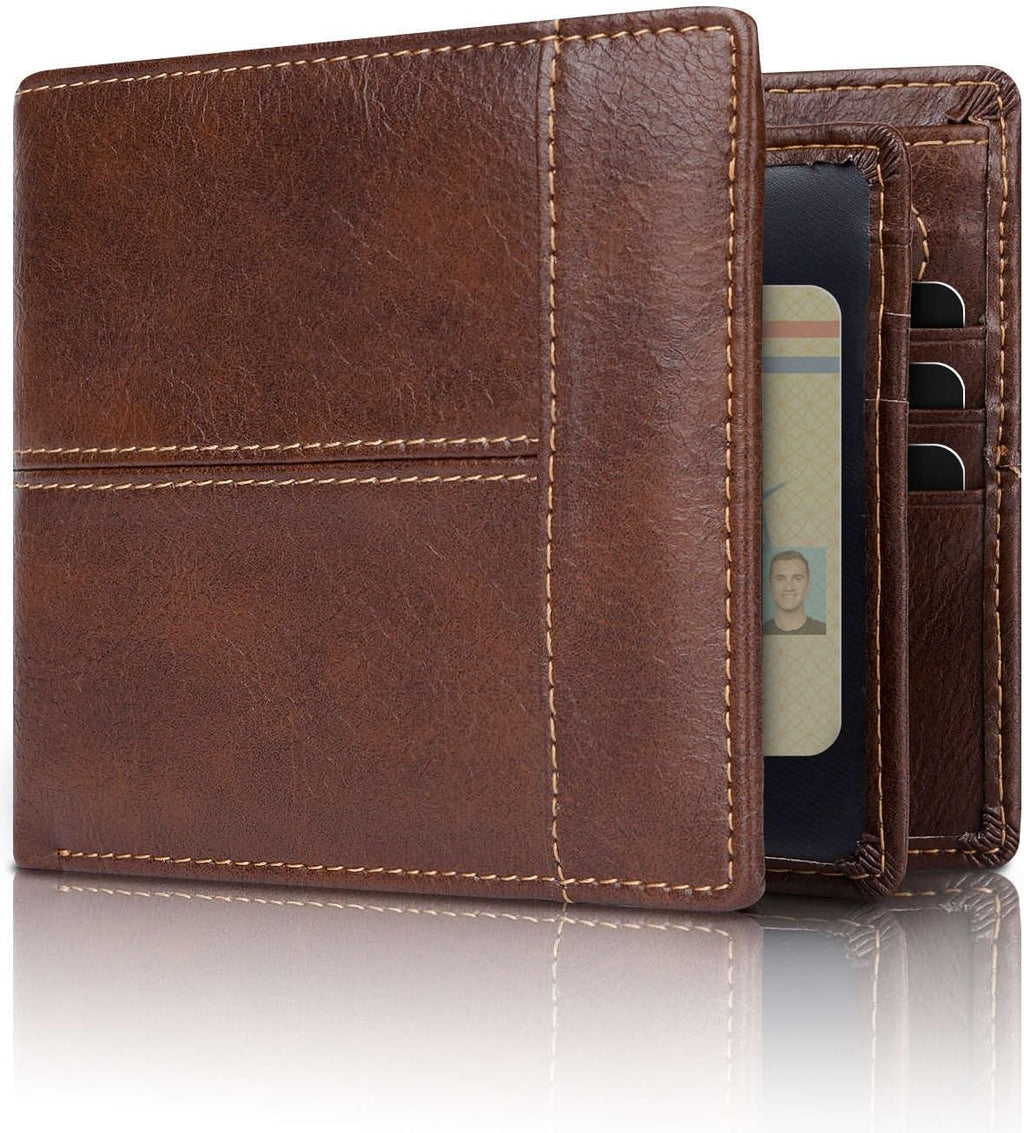 RFID-Blocking Leather Bifold Wallet for Men – Travel, Everyday Use