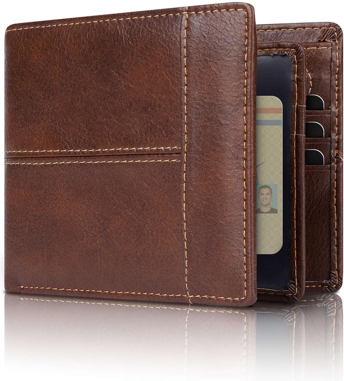 RFID-Blocking Leather Bifold Wallet for Men – Travel, Everyday Use