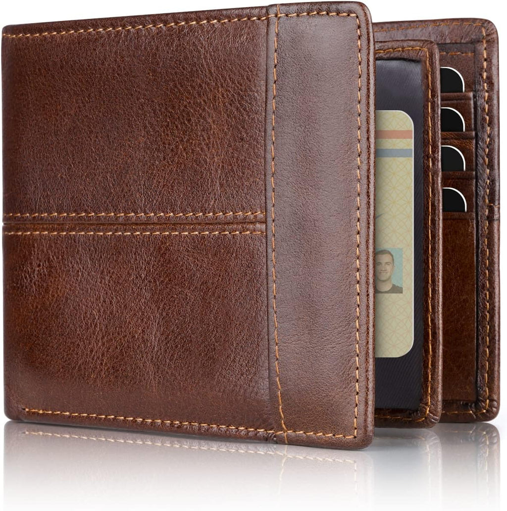 RFID-Blocking Leather Bifold Wallet for Men – Travel, Everyday Use