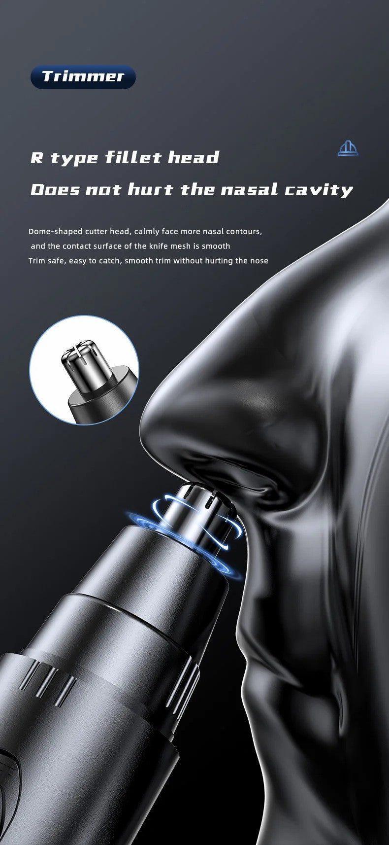 Painless Nose & Ear Hair Trimmer – Rechargeable, For Men & Women – Grooming, Travel